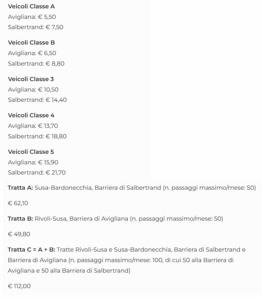 Prezzi SitafPrezzi Sitaf